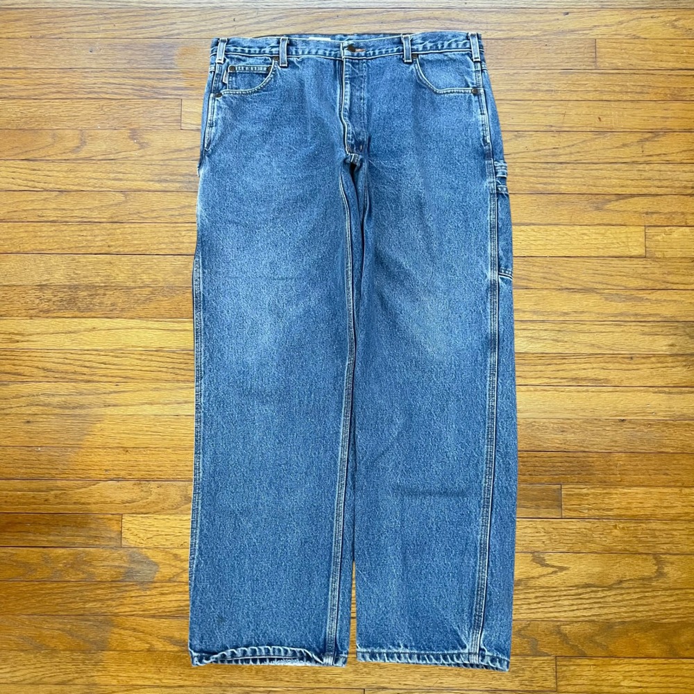 Carhartt B171 DST Relaxed Fit Carpenter Jeans Blue Denim Mens 38x30